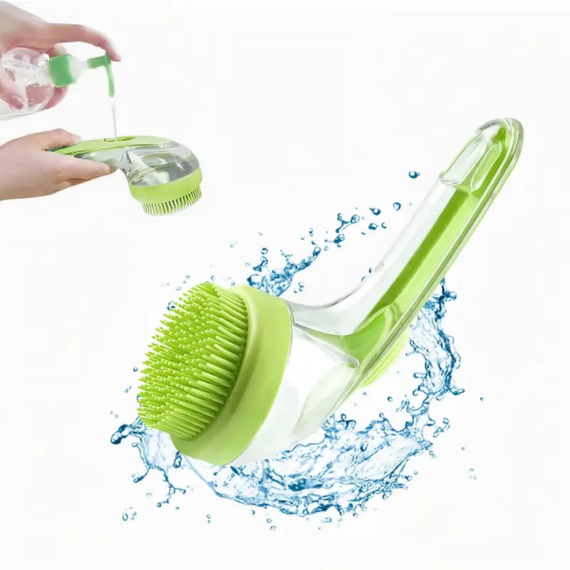 Silicone Pet Shampoo Brush with Soap Dispenser Dog and Cat Bath Brush Gentle Massage Scrubber Grooming Tool for Short and Long Fur Refillable Pet Washing Cleaning Accessory for Home Grooming