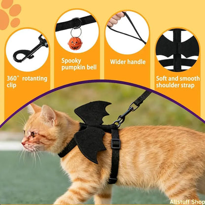 Get Your Furry Friend Ready for Halloween with the 2026 Unisex Bat Wing Mesh Vest Harness! Perfect for Small Pets, Escape-Proof & Lightweight for Fun Walks and Cosplay Adventures! 🦇🎃✨