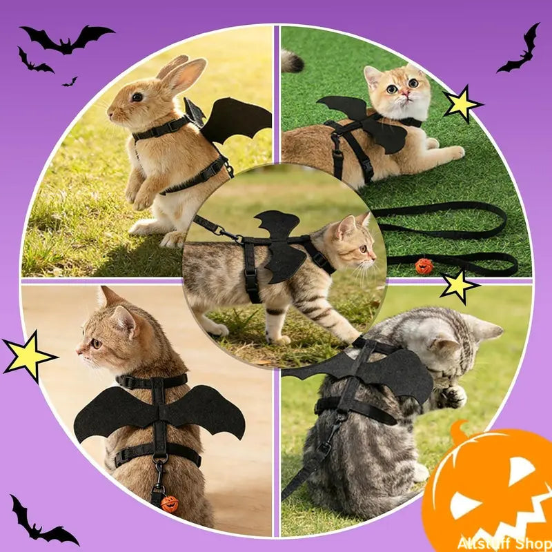 Get Your Furry Friend Ready for Halloween with the 2026 Unisex Bat Wing Mesh Vest Harness! Perfect for Small Pets, Escape-Proof & Lightweight for Fun Walks and Cosplay Adventures! 🦇🎃✨