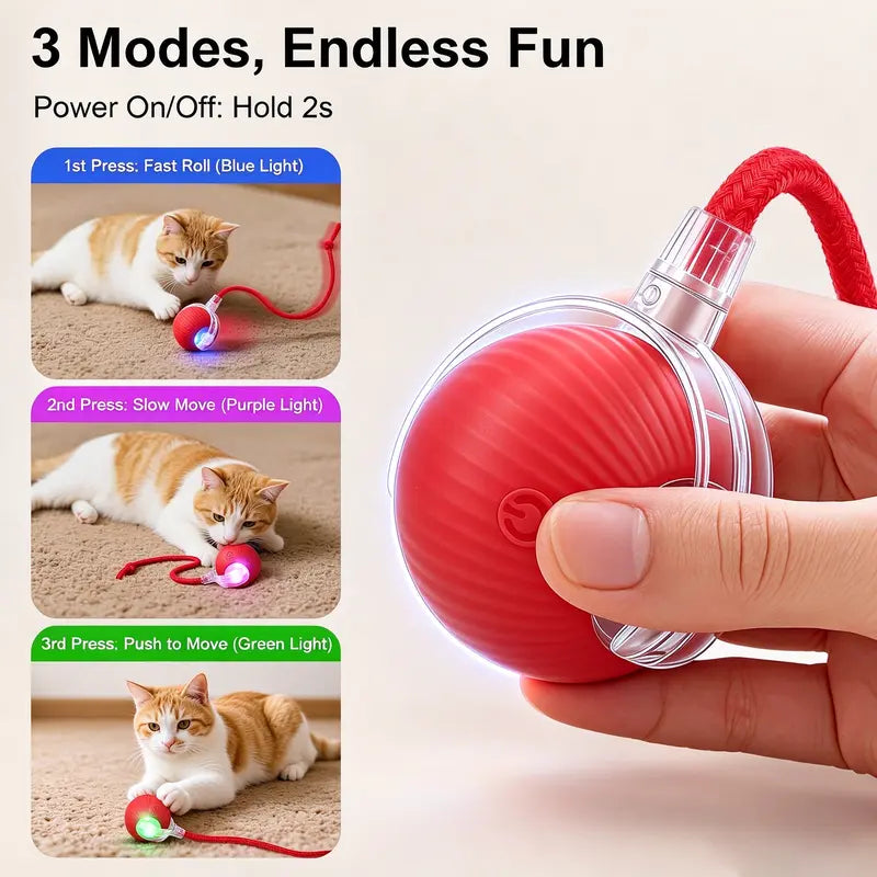 Unleash the Fun with Our Rechargeable Smart Rolling Cat Toy Ball! 🐾✨ Light-Up, Quiet, and Adjustable Modes - Perfect for Indoor Play! 🎉🐱 8 Colors & Bird Sounds for Endless Kitten Adventures! 🌈🎶