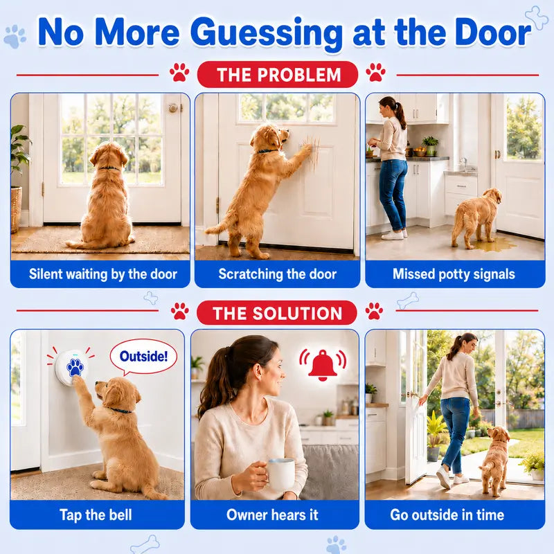 Chunhee Dog Potty Training Doorbell Kit - Chew-Proof, 36 Custom Sounds, 0-115Db Adjustable Volume, Touch Button, Potty Alert, Indoor & Outdoor Pet Supply for Accident Reduction