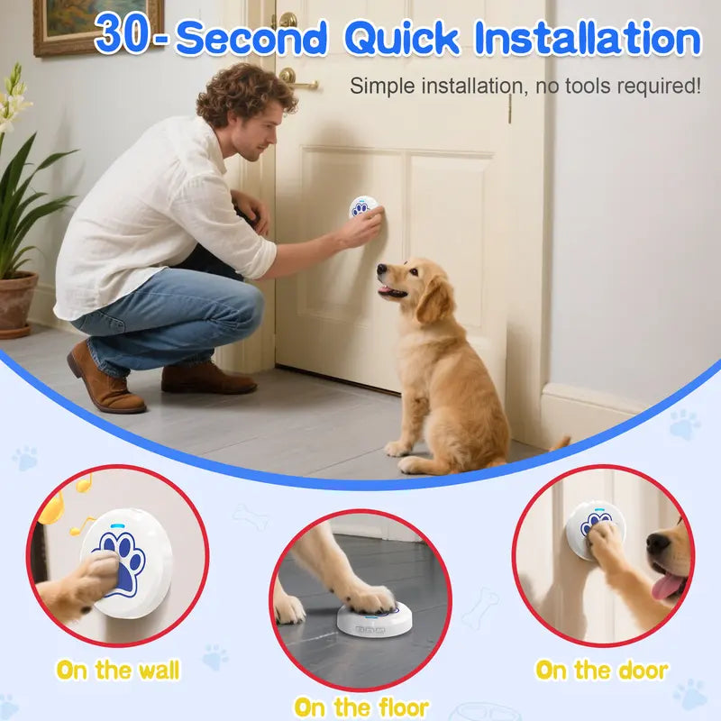 Chunhee Dog Potty Training Doorbell Kit - Chew-Proof, 36 Custom Sounds, 0-115Db Adjustable Volume, Touch Button, Potty Alert, Indoor & Outdoor Pet Supply for Accident Reduction