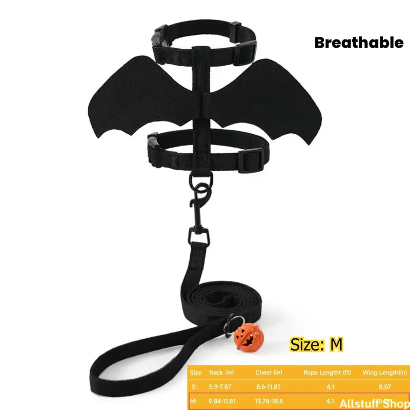 Get Your Furry Friend Ready for Halloween with the 2026 Unisex Bat Wing Mesh Vest Harness! Perfect for Small Pets, Escape-Proof & Lightweight for Fun Walks and Cosplay Adventures! 🦇🎃✨