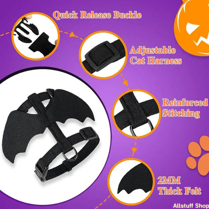 Get Your Furry Friend Ready for Halloween with the 2026 Unisex Bat Wing Mesh Vest Harness! Perfect for Small Pets, Escape-Proof & Lightweight for Fun Walks and Cosplay Adventures! 🦇🎃✨