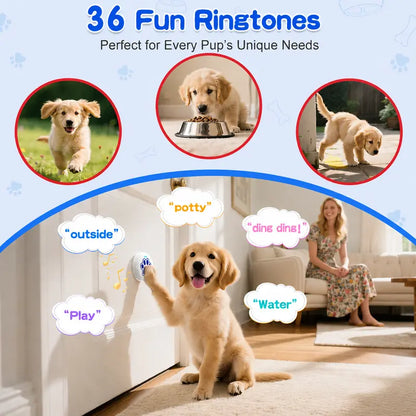 Chunhee Dog Potty Training Doorbell Kit - Chew-Proof, 36 Custom Sounds, 0-115Db Adjustable Volume, Touch Button, Potty Alert, Indoor & Outdoor Pet Supply for Accident Reduction